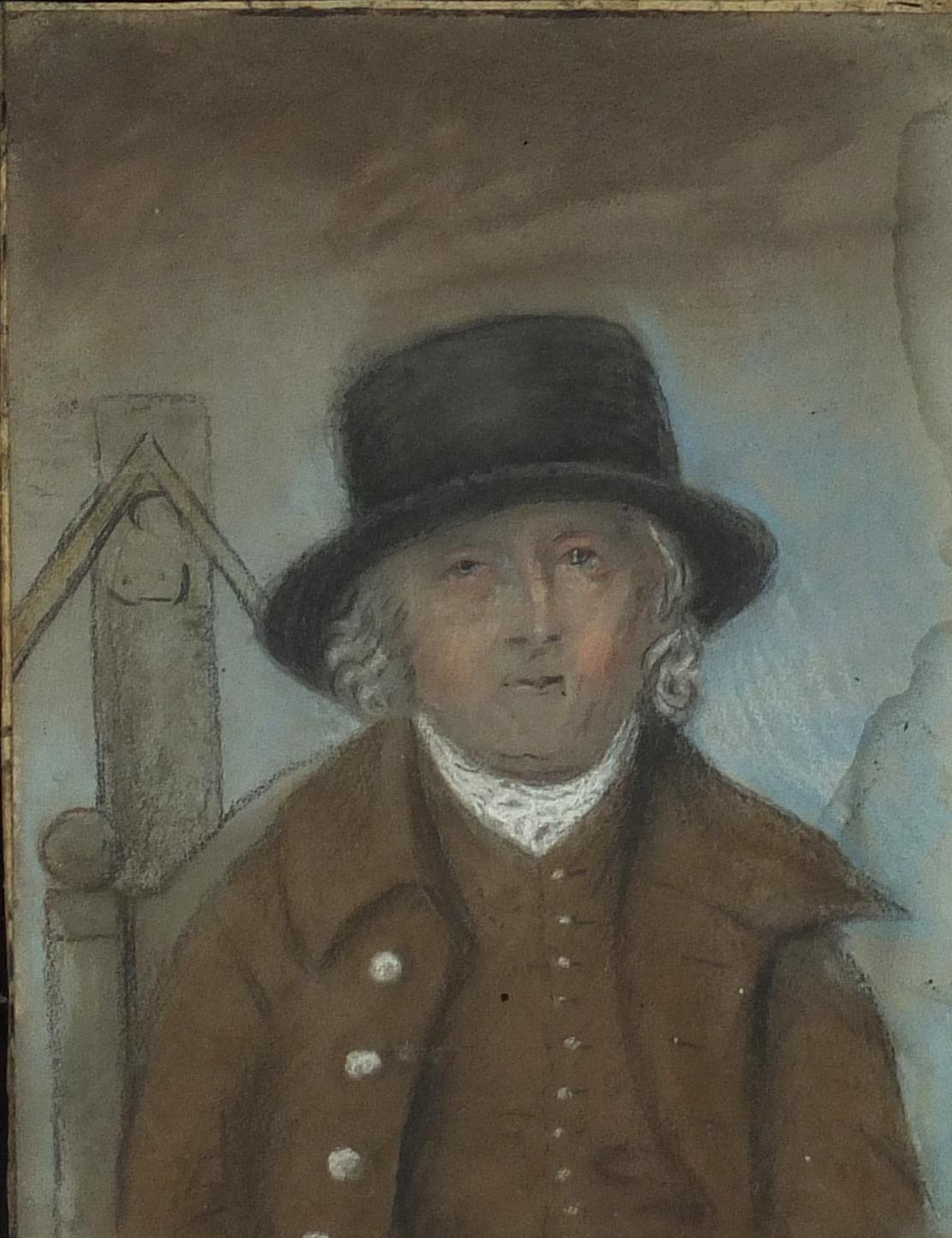 Portrait of a man wearing a top hat, 19th century pastel, inscribed Thos Bloodworth died April 1802,