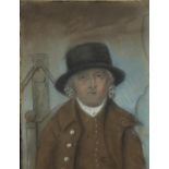 Portrait of a man wearing a top hat, 19th century pastel, inscribed Thos Bloodworth died April 1802,