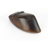 Antique horn snuff box, 11cm in length : For Further Condition Reports Please visit our website - We