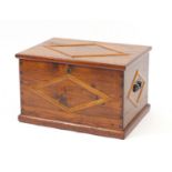 Large pine work box with hinged lid and lift out tray, housing a large selection of sewing equipment