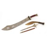 Decorative Samurai warriors sword, a kukri knife and a sword design letter opener, the largest