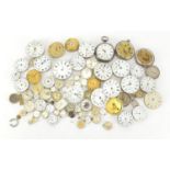 Group of pocket watch and wristwatch movements and silver cases including Waltham, Acme Lever and