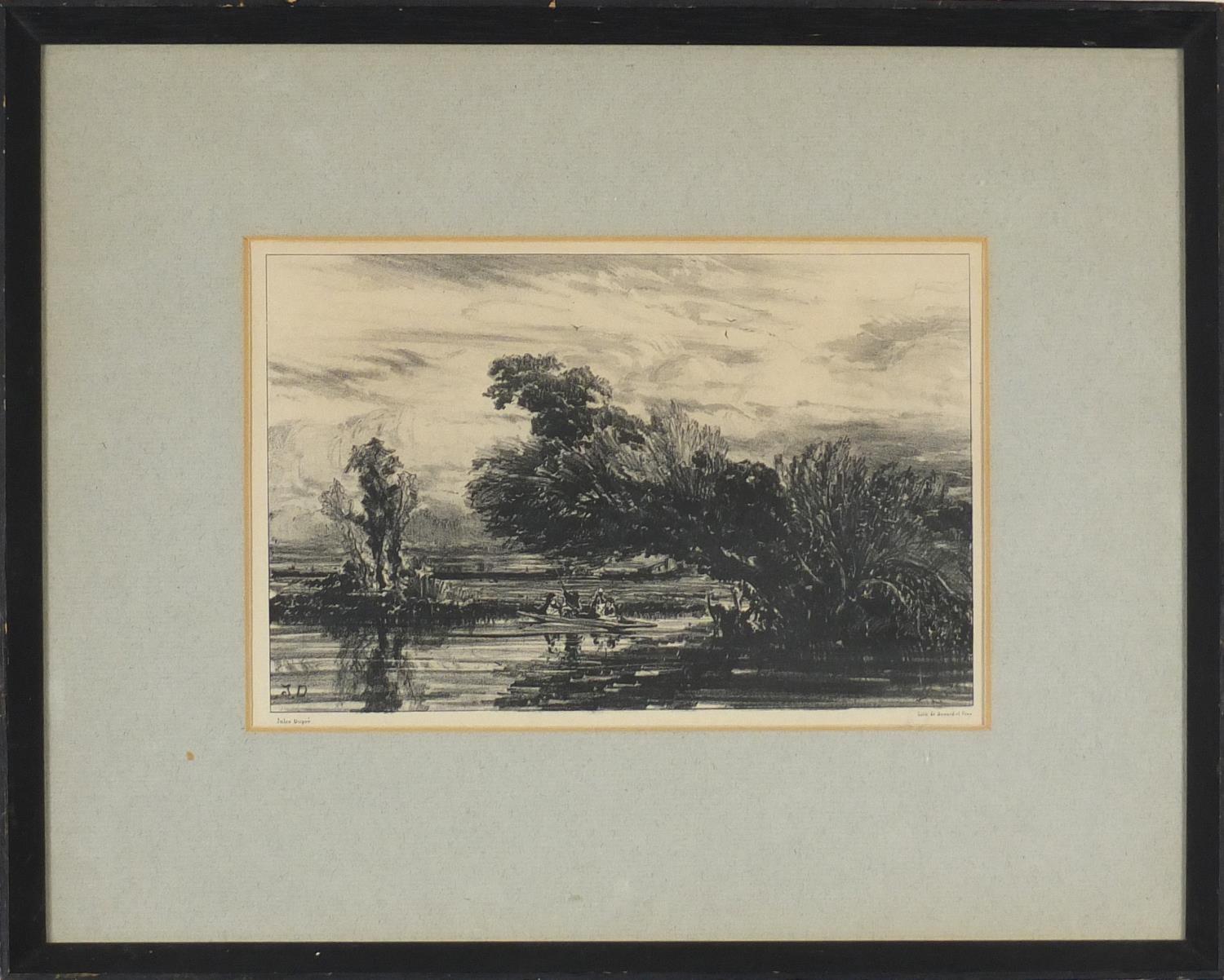 Jules Dupre - Bords De La Somme, lithograph, details verso, mounted and framed, 22cm x 14.5cm : - Image 2 of 5