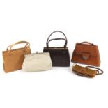 Five vintage handbags and clutch bags including ostrich skin, Renoma and Elbief : For Further