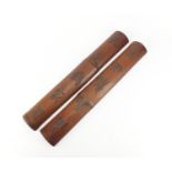 Two Chinese bamboo scholars wrist rests, 54cm in length : For Further Condition Reports Please visit