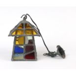 Vintage leaded stained glass lantern, 25cm high : For Further Condition Reports Please visit our