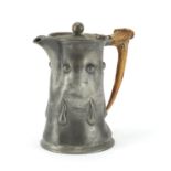 Arts & Crafts Liberty style pewter jug with horn handle, 20cm high : For Further Condition Reports