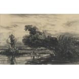 Jules Dupre - Bords De La Somme, lithograph, details verso, mounted and framed, 22cm x 14.5cm :