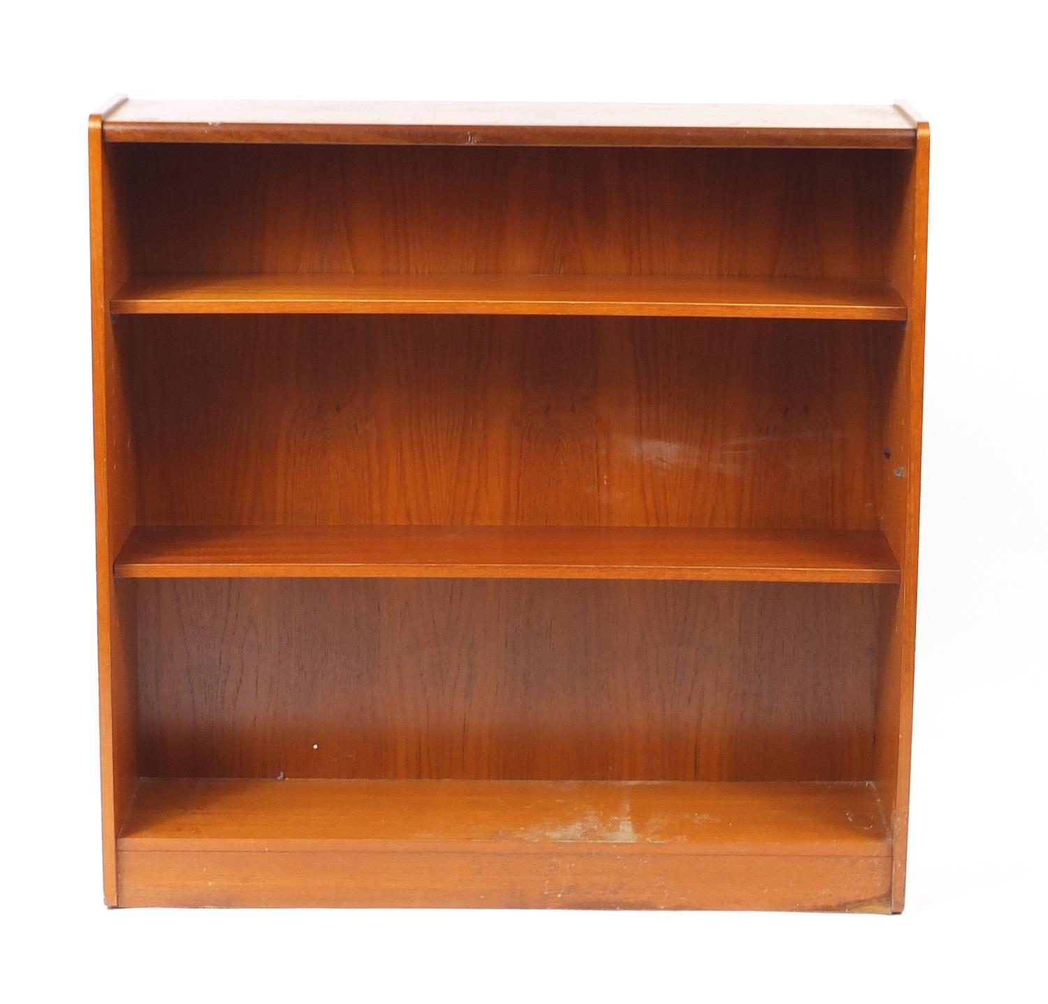 Teak open bookcase with two adjustable shelves, 100cm H x 100cm W x 26cm D : For Further Condition