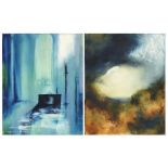 Karen Coles - Cold Light of Day and Waiting for the Storm, pair of oil on canvases, unframed, each