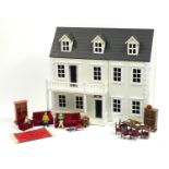Modern wooden dolls house with furniture, 64cm high : For Further Condition Reports Please visit our