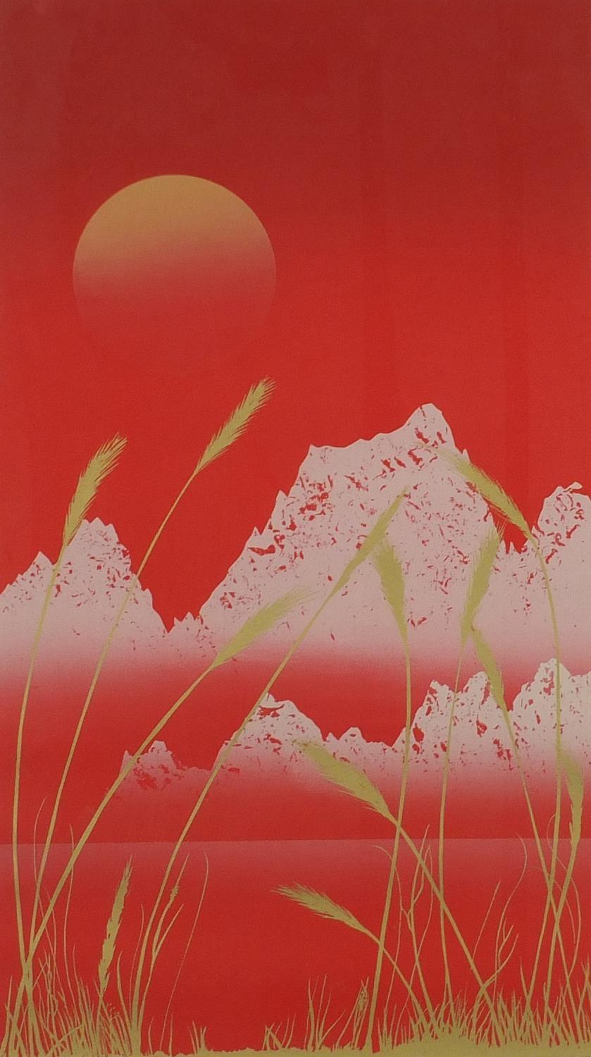 Pair of pencil signed limited edition Chinese landscape prints, titled 'Red River', numbered 79/135, - Image 2 of 13