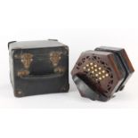 Victorian rosewood thirty one button concertina : For Further Condition Reports Please visit our