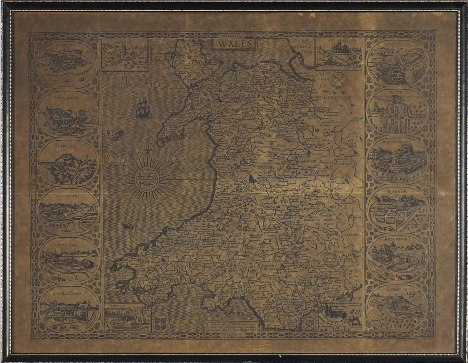 Three early 17th century maps by John Speed comprising North Wales, Anglesey and The Isle of Man, - Image 2 of 6