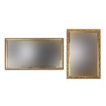Two rectangular gilt framed wall hanging mirrors, the largest 98cm x 53cm : For Further Condition