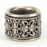 Chinese silver coloured metal archers ring, size Z, approximate weight 38.0g : For Further Condition