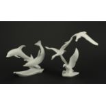 Two German porcelain animal groups by Kaiser, the largest 25cm high : For Further Condition