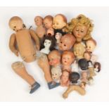 Vintage dolls heads and limbs including some bisque : For Further Condition Reports Please visit our