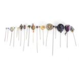 Vintage hat pins including sequin and hand painted glass examples : For Further Condition Reports