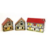 Three vintage wooden dolls houses, the largest 57cm in length : For Further Condition Reports Please