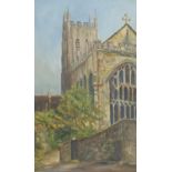 Church and trees, oil on canvas, framed, 40c x 24cm : For Further Condition Reports Please visit our