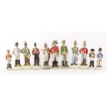 Eleven porcelain soldiers, the largest 22cm high : For Further Condition Reports Please visit our