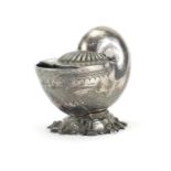 Victorian silver plated spoon warmer in the form of a shell, 14cm high : For Further Condition