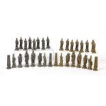 Cast metal Roman figure chess set, the largest 12cm high : For Further Condition Reports Please
