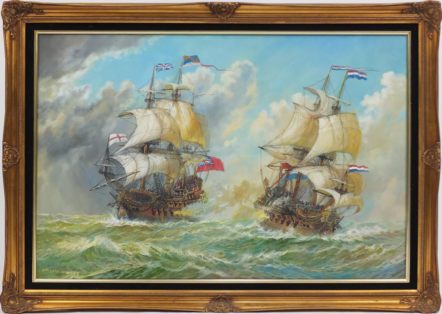 Andrew Kennedy - Man O'War, oil on canvas, mounted and framed, 90cm x 60 cm : For Further - Image 2 of 4