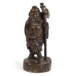 Chinese root carving of a fisherman, 40cm high : For Further Condition Reports Please visit our