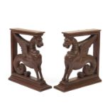 Pair of carved oak griffin brackets, 38cm high : For Further Condition Reports Please visit our