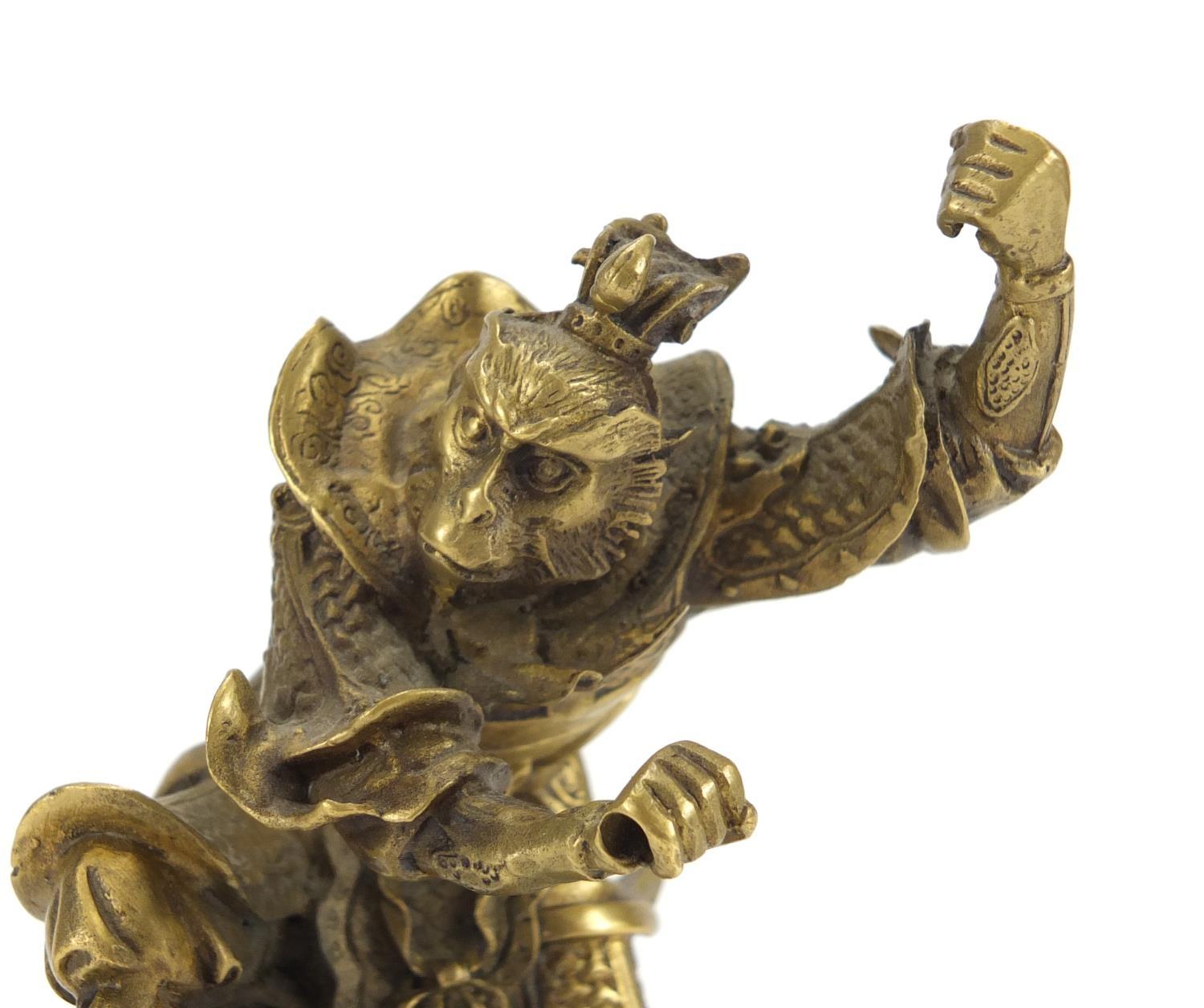Japanese gilt figure of a Samurai monkey, 18cm high : For Further Condition Reports Please visit our - Image 2 of 4