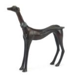 Patinated bronze greyhound, 22cm high : For Further Condition Reports Please visit our website -