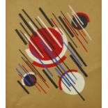 Abstract composition, Russian school gouache, bearing a Cyrillic signature, framed, 44cm x 39cm :