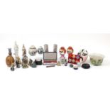 Chinese and Japanese ceramics including ginger jars, candlesticks, figures and wall masks : For