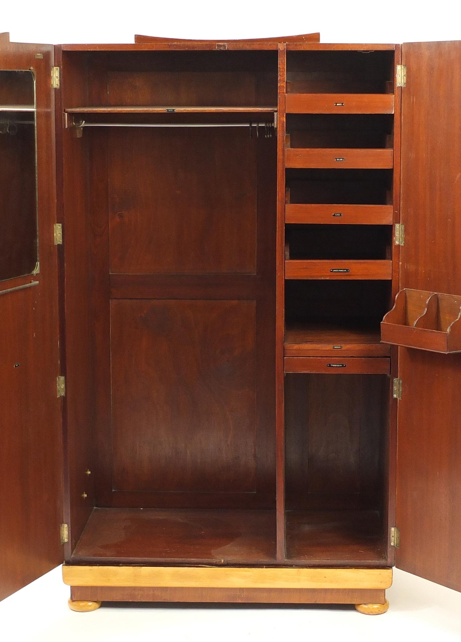 Art Deco satin wood two door compactum wardrobe, 185cm H x 107cm W x 58cm D : For Further - Image 2 of 3