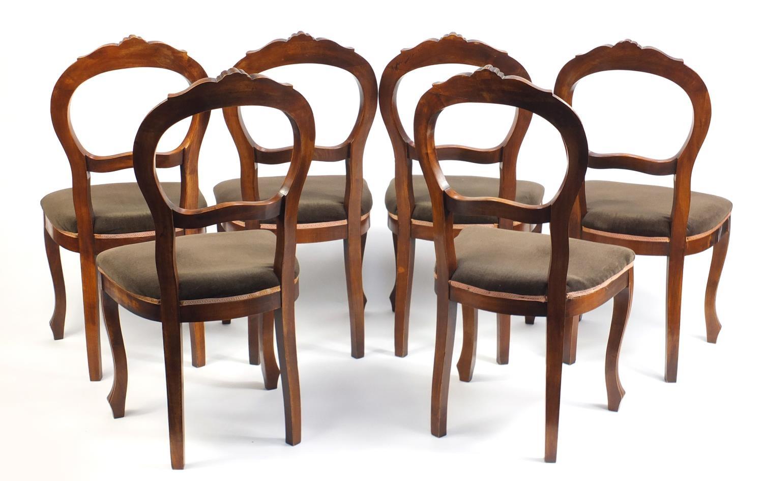 Set of six spoon back dining chairs with stuff over seats, 98cm high : For Further Condition Reports - Image 5 of 5