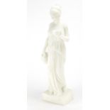 Carved alabaster figurine of a semi nude Grecian water girl, 50cm high : For Further Condition