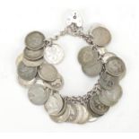 British silver three penny bit bracelet : For Further Condition Reports Please visit our website -
