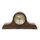 Oak cased Napoleon hat shaped mantel clock, with Westminster chime, 50cm wide : For Further