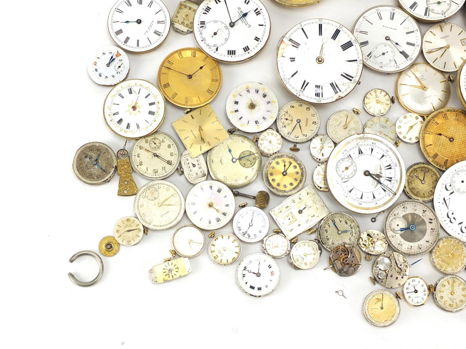 Group of pocket watch and wristwatch movements and silver cases including Waltham, Acme Lever and - Image 4 of 5