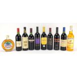 Table wines and spirits including Andrew McPherson shiraz, 1995 Galcibar and 1998 Vina Arroyo :