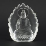 Chinese crystal carving of Guanyin, 12cm high : For Further Condition Reports Please visit our