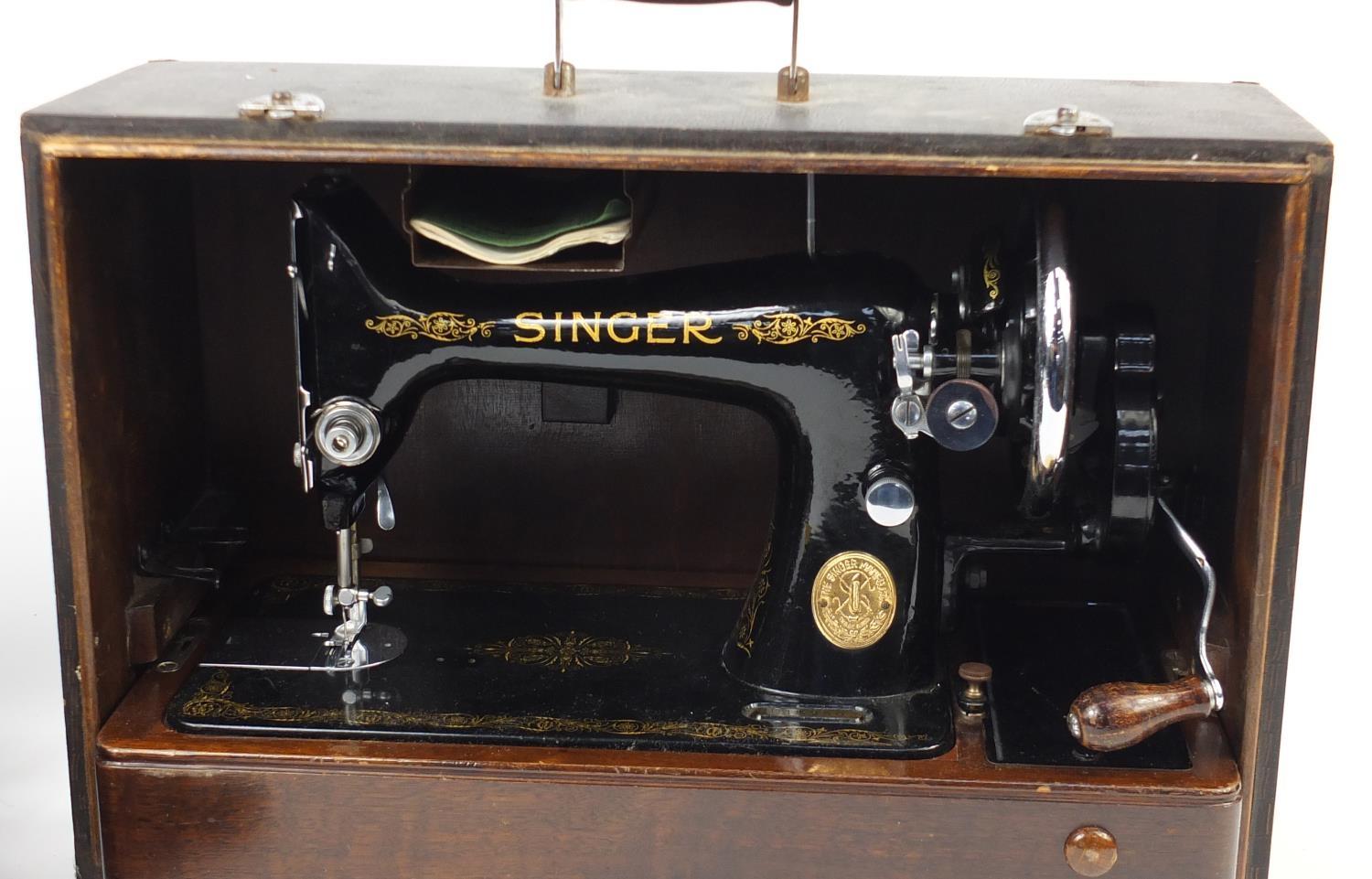 Vintage Bluebird portable typewriter and Singer sewing machine, model ED192503 : For Further - Image 3 of 5
