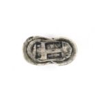 Chinese silver coloured metal scroll weight, 6.5cm in length : For Further Condition Reports