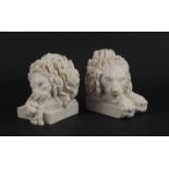 Pair of Italian Grand Tour design lion head bookends, 12cm high : For Further Condition Reports