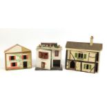 Three vintage wooden dolls houses, the largest 47cm high : For Further Condition Reports Please