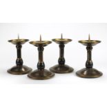 Set of four Art Deco style bronzed metal candlesticks, 30cm high : For Further Condition Reports