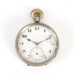 Gentleman's silver open face pocket watch with enamel dial, 5cm in diameter : For Further