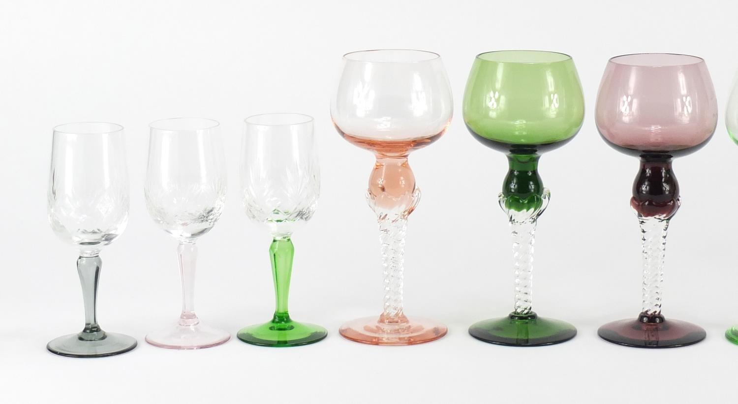 Two Harlequin sets of six colourful glasses, the largest 16cm high : For Further Condition Reports - Image 2 of 3